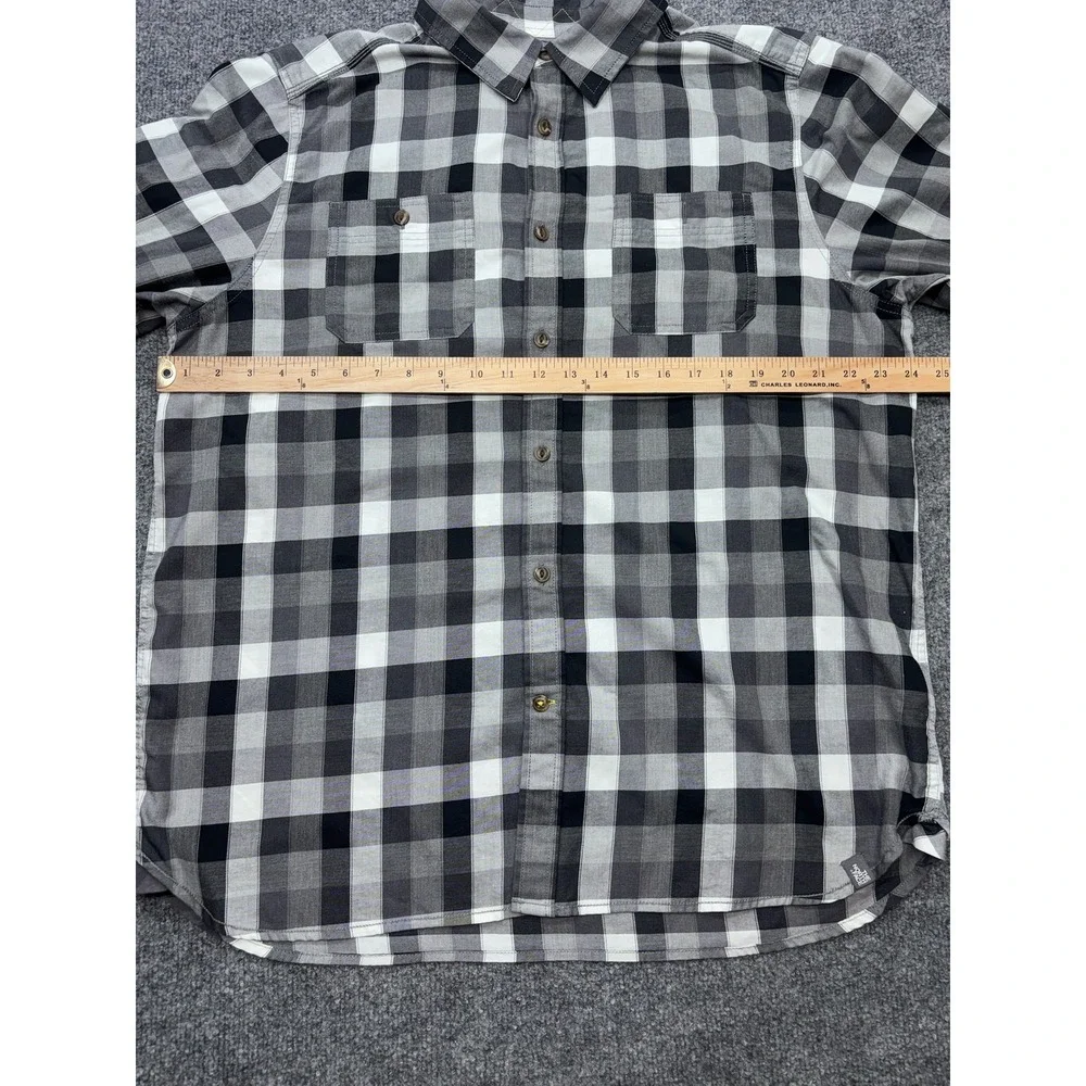 The North Face‎ Mens XL Plaid Button Down Shirt Black Grey White Long Sleeve
